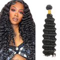 Deep Wave Bundles Human Hair Color 1B Deep Wave Bundles Niegmeag Brazilian Virgin Remy Hair Single Bundle 14 Inch Double Weft Natural Black Loose Wave Bundle Hair Weave 100g