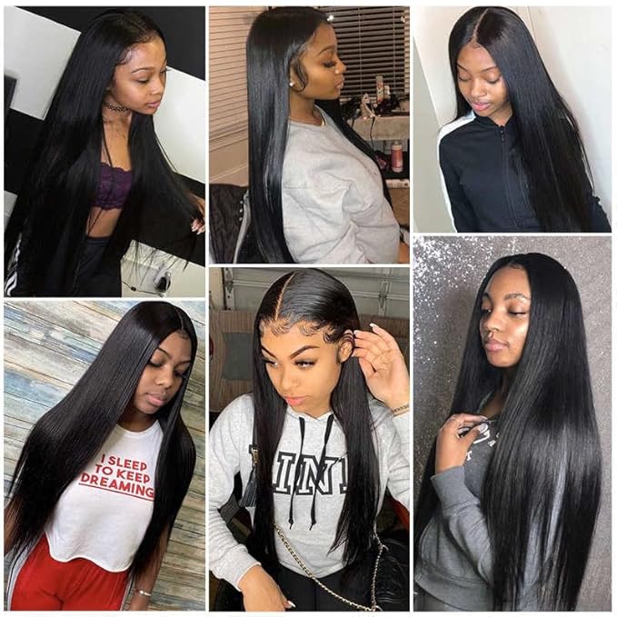 Human Hair Bundles Natural Black Straight Bundles 16 18 20 Inch Brazilian Virgin Remy Hair Extensions Niegmeag Double Weft Color 1B Straight Bundle Hair Weave 300g