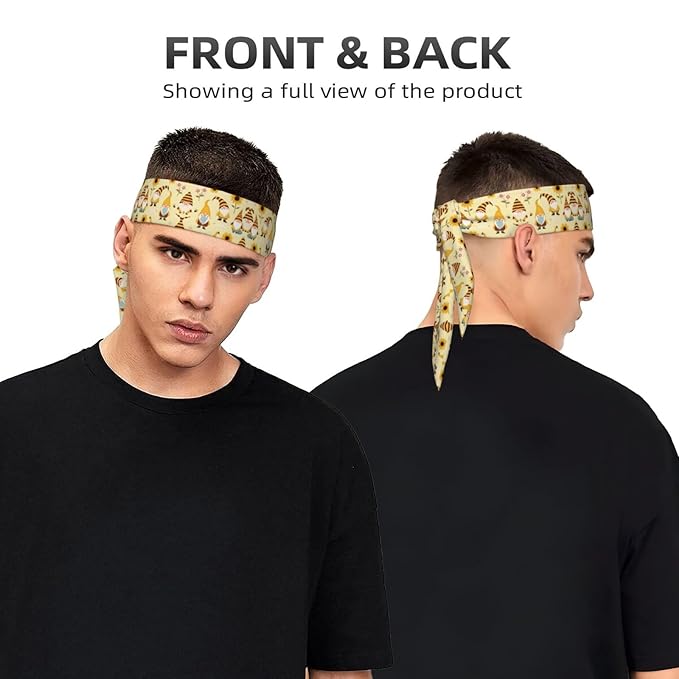 Men's Women Lovely Sports Sweatband Hair Decor for Sports Athletic Spa, Elastic Multipurpose Honey Bees Cute Gnome Sunflower Floral Head Ribbon Headwear