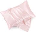 Blush Pink Satin Pillowcase Queen Size Set of 2 for Hair and Skin, Blush Pink Silk Pillowcase Breathable Pillowcase with Envelope Closure