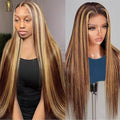 13x6 Ombre Lace Front Wigs Human Hair for Women 180 Density 4/27 Highlight Colored HD Transparent 30 Inch Straight Lace Front Wig Human Hair Pre Plucked Glueless Lace Frontal Wigs