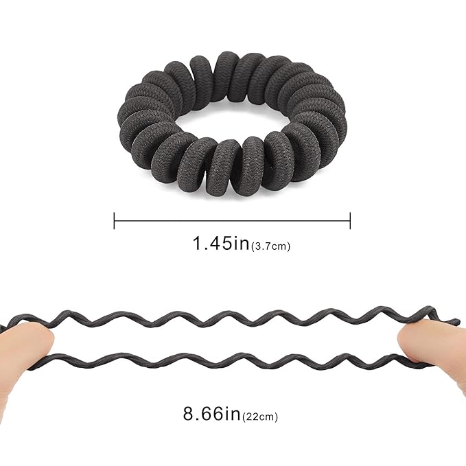 Spiral Cloth Hair Ties for Women (Grey, 12 Pcs) - Coil Ponytail Holders, No Crease Phone Cord Hair Ties for All Hair Types