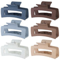 Hair Clip, 3.5 Inch Medium Hair Claw Clips 6 Pack for Women - Brown, Blue, Beige, White, Square, Rectangle, Banana, Jaw Styles