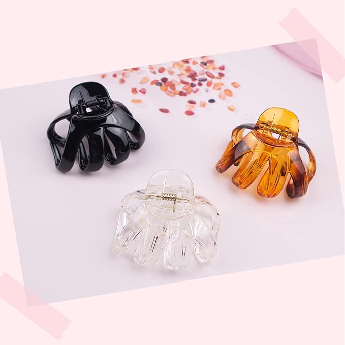 MAORULU Big Claw Hair Clips for Women and Girls, Strong Hold, 6 Packs (Black, Clear, Tortoise)