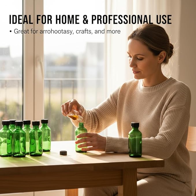 DIDITIME 2 oz Shot Bottles with Caps & Stainless Steel Funnels, Juicing Bottle Reusable Glass, 60ml Small Jars with Lids for Potion, Ginger Shots, Oils, Juice (olive green, 24-pack)