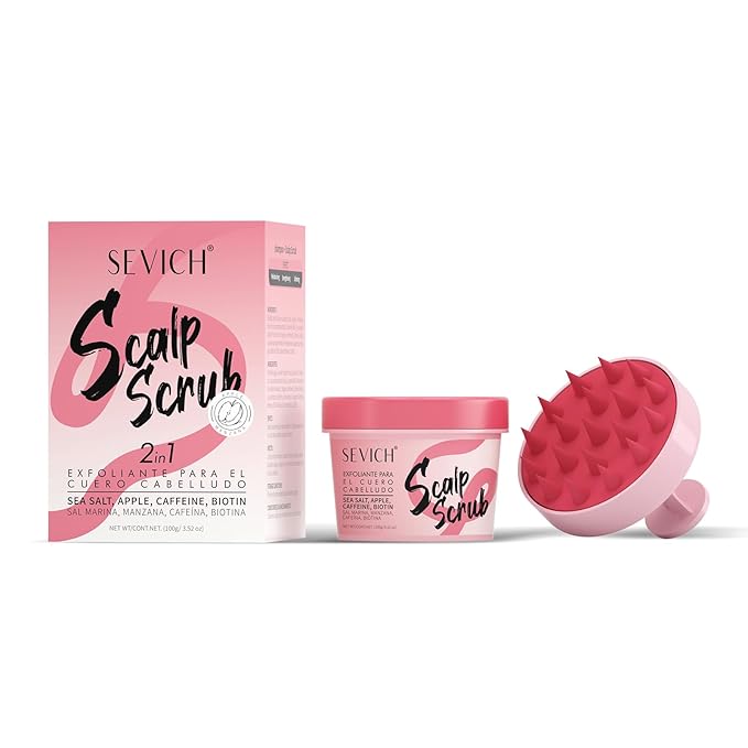 SEVICH Scalp Scrub with Massager for Mild Moisturizing Version,Hydrating Scrub with Apple Extract & Sea Salt,Gently Soothes Dryness and Adds Shine,100g