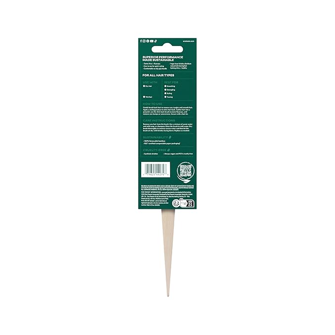 EcoTools Slick Back Hairbrush, Small Brush For The Perfect Ponytail Or Bun, Tease, Smooth, & Style Hair, Tame Frizz & Flyaways, Renewable Bamboo Handle & Vegan Boar Bristles, Cruelty-Free, 1 Count
