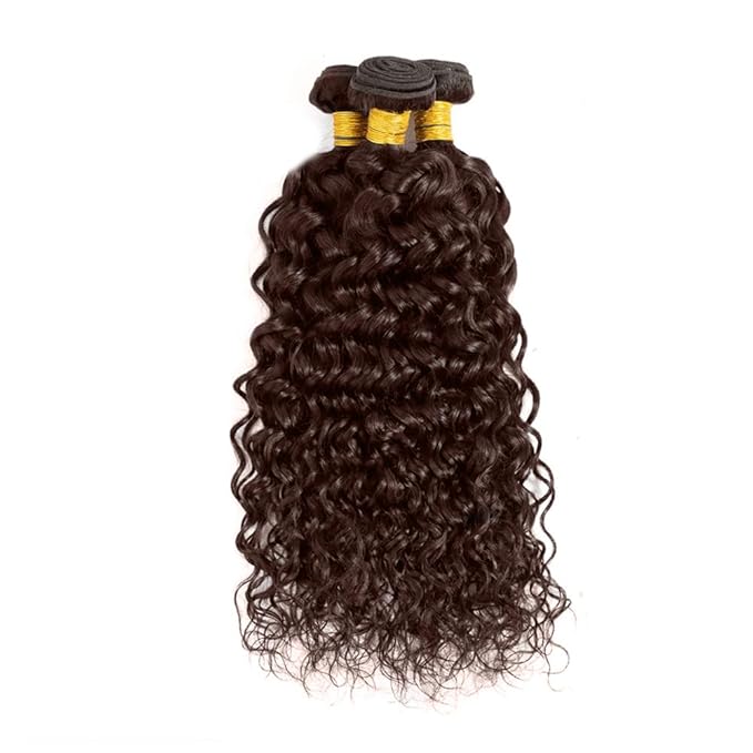 30 32 34 Inch Brown Human Hair Bundles Color 4 Water Wave Bundles Unprocessed Peruvian Virgin Remy Brown Wet and Wavy Bundle Hair Extensions