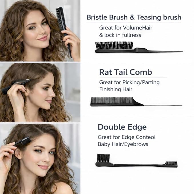 Detangler Brush for Curly Hair, Lightweight Curly Hair Brush with Vented Design for Easy Glide, Effortlessly Detangles Without Pulling or Snagging, Suitable for All Wet and Dry Hair Types (Black)