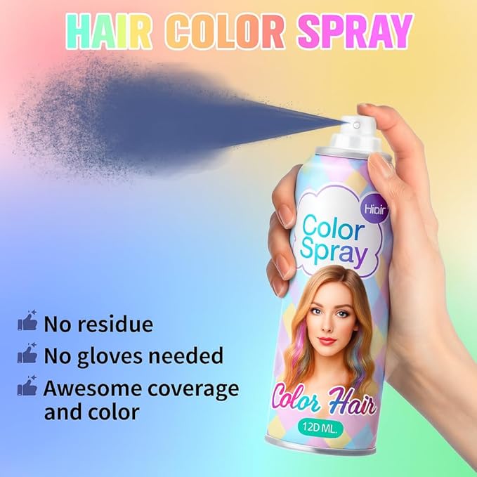 Black Temporary Hair Color Spray for Women Men kids– One Time Use Washable Temporary Hair Spray for Halloween, Cosplay, Parties & Daily Styling