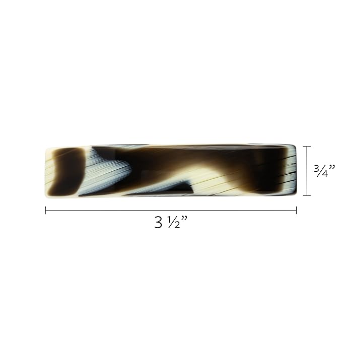 Black & White Hair Barrette for Thin Hair, Classic Rectangle French Barrette for Women, Lightweight and Comfortable, Strong Hold, Black Horn | France Luxe