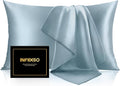 INFIIXSO Silk Pillow Cases 2 Pack Standard Size, Ultra Smooth & Soft Mulberry Silk Pillow Case for Hair and Skin, Breathable Cooling Silk Pillowcase with Hidden Zipper (Airy Blue, 20x26 Inches)
