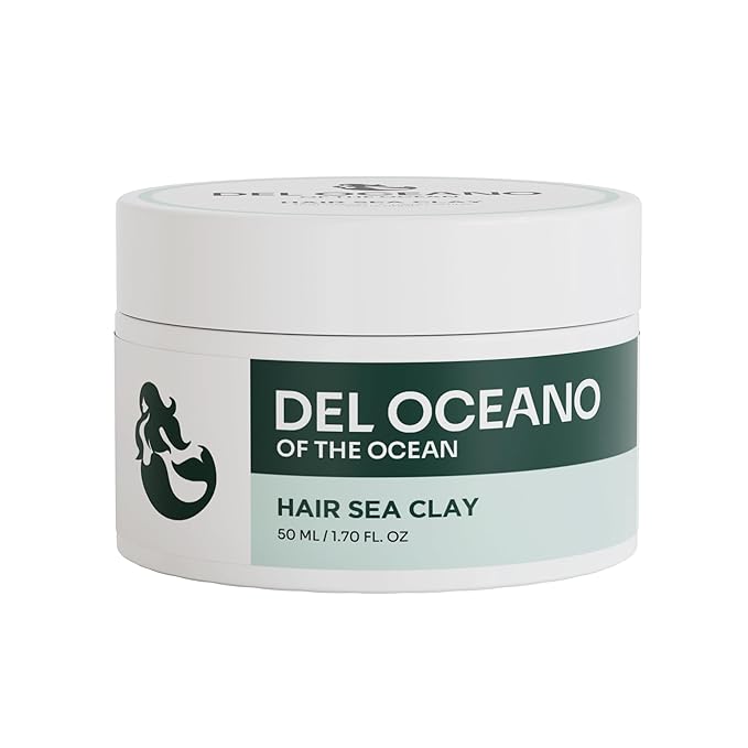 Del Océano Hair Styling Sea Clay - Strong Hold, Matte Finish, Nourishing Formula Hair Clay for Men, Ideal for Hairstyling Medium, Messy, Fine Thinning Hair Styles, 2.7 oz