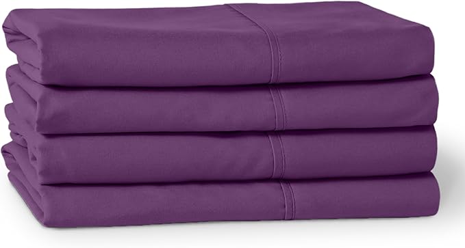 Bare Home Microfiber Bulk Pillow Cases - Standard/Queen Size Set of 4 - Cooling Pillowcases - Double Brushed - Plum Pillowcases 4 Pack - Easy Care (Standard - 4 Pack, Plum)