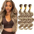 Highlight Bundles Human Hair Blonde Body Wave Bundles12 14 16 Inch Niegmeag Brazilian Virgin Remy Hair Extensions 2 Tone Blonde and Brown Body Wave Bundle 300g