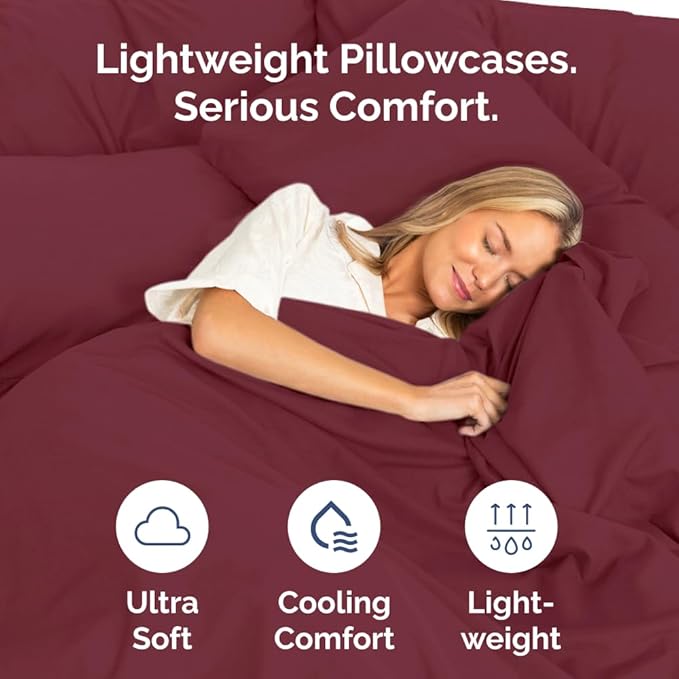 King Pillow Cases Set of 6 - Ultra Soft Hotel Quality Pillowcase Covers - Comfy & Wrinkle Free - Shrink, Stain & Fade Resistant - Easy-Care, Machine Washable Pillow Protectors - 6 Piece Set - Burgundy