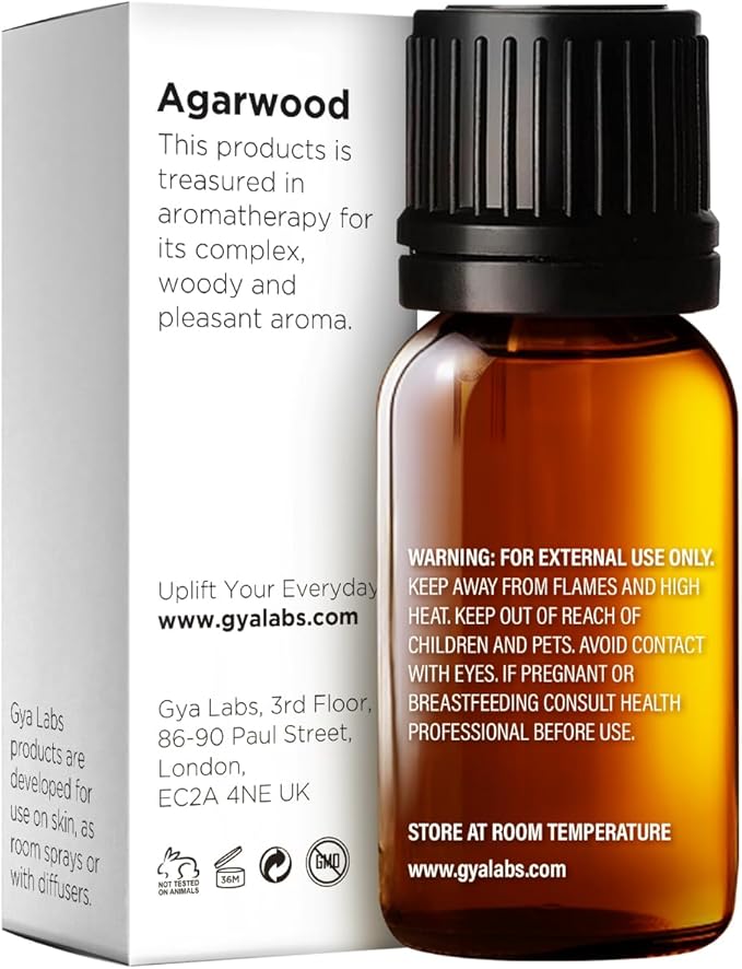 Gya Labs Agarwood Essential Oil - 0.34 Fl Oz - for Hair, Skin, Diffuser, Aromatherapy & DIY Candle Making Scent