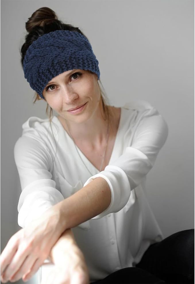 DRESHOW Knit Crochet Headband for Women Ear Warmer Soft Turban Stretch Warmer Headbands Winter Fashion Head Wrap