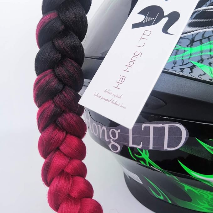 Helmet Pigtail Motorcycle Helmet Ponytail Bicycle Helmet Braids Hair Tails Used for Any Helmets/Reusable Design 24Inch 2pcs Together (Helmet Not Included)