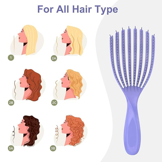 Hair Brush for Afro American/African Hair Textured Professional Curved Vented Brush Wet Dry Curly Hairbrush Detangling Massage Hairdressing Comb (Purple, Big)