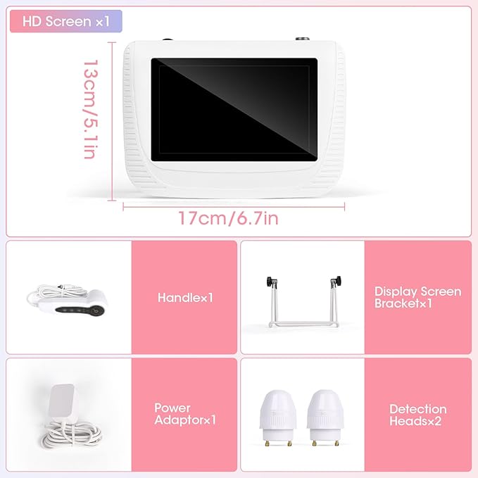 Scalp and Skin Analysis Machine, 5 Inch Digital Scalp Camera with 50x/200x Lenses, Rechargeable Skin Health Detection Use for Home, Spa and Salon