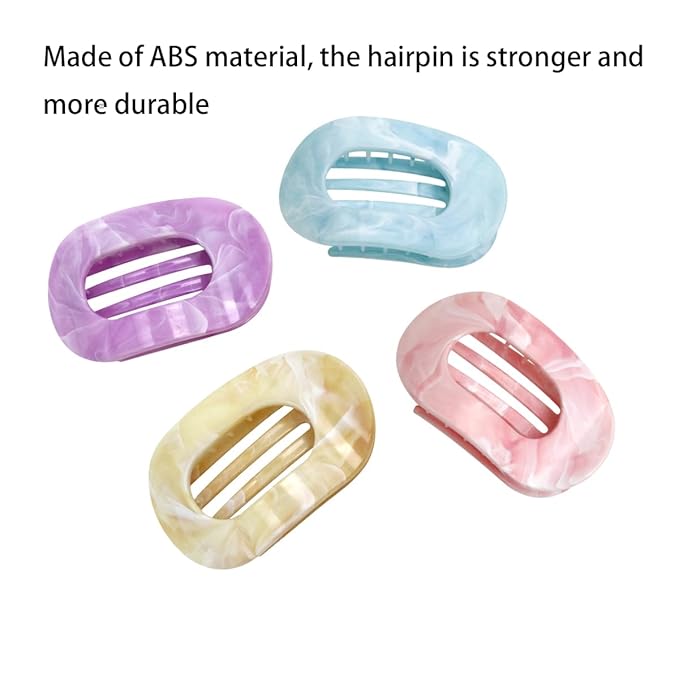 Flat Hair Claw Clips for Women,Matte Medium Hair Clips for Thick & Thin Hair- Comfortable Everyday Use for Office, Yoga, Party & Casual Styling (4PCS F)