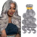 26 28 30 Inch Grey Body Wave Bundles Human Hair Light Grey Bundles Silver Human Hair Bundle Double Weft Virgin Remy Pure Grey Body Wave Bundle