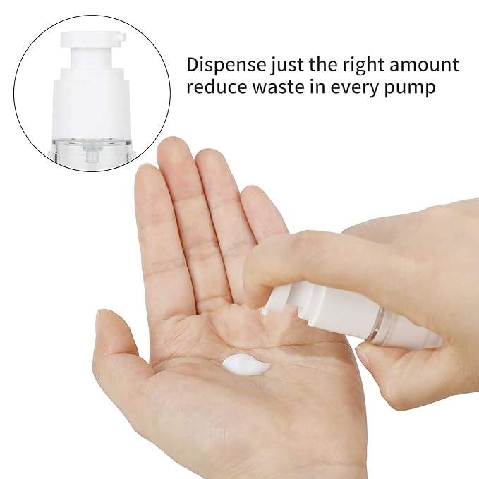LONGWAY 1 Oz 30ml Clear Airless Cosmetic Cream Pump Bottle Travel Size Dispenser Refillable Containers/Foundation Travel Pump Bottle for Shampoo (Pack of 6)