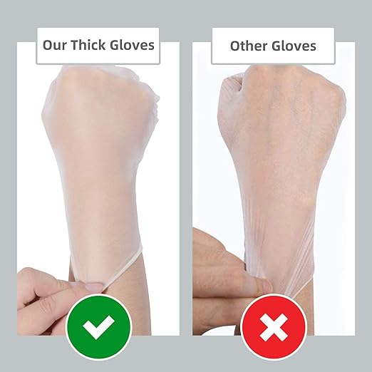 Disposable Medical Clear Vinyl Exam Gloves Industrial Gloves - Latex-Free & Powder-Free 100PCS - XLarge