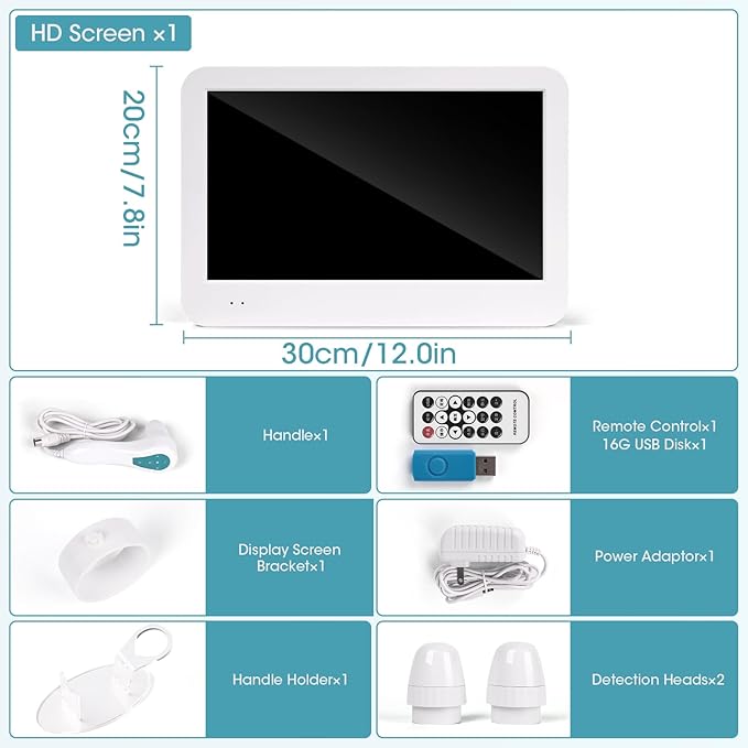 Skin Analysis Machine, 12 Inch LCD Screen Rechargeable Digital Scalp Camera for Hair Analysis, 50x/200x Dual Heads, Skin Health Detection Use for Home, Salon and Spa