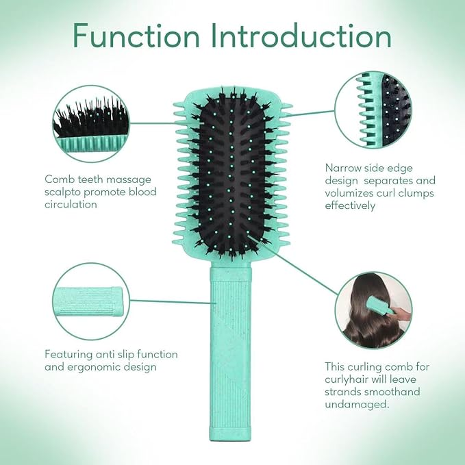 Curly Hair Brush Defining, Volume Curl Defining Brush for Effortlessly Detangling Shaping and Styling Women's Curls, Waves & Coils, Curly Hair Products, Reduce Frizz
