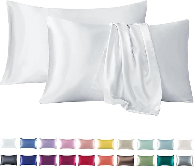 Tyfitb Satin Pillowcase Set for Hair & Skin Care – Cooling, Hypoallergenic, Anti-Frizz, Wrinkle-Free – Soft, Luxurious Pillowcases with Envelope Closure – 2-Pack, Standard Size 20x26, Gift-Ready