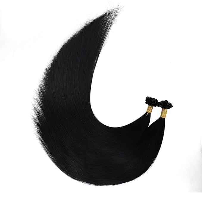 YoungSee K Tip Hair Extensions Black K Tips Human Hair Extensions for Wedding Jet Black 22In 50s/50g