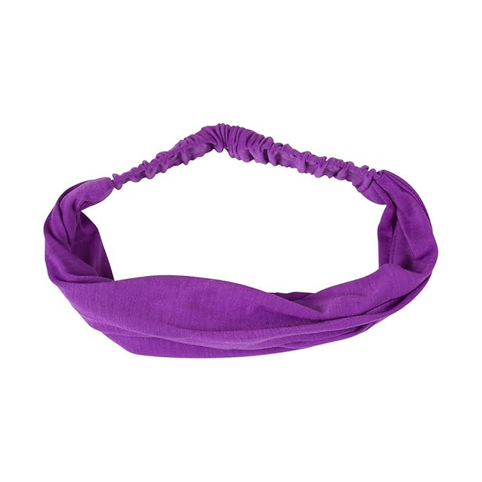 Motique Accessories Violet Wide Cotton Head Band Solid Boho Yoga Style Soft Hairband
