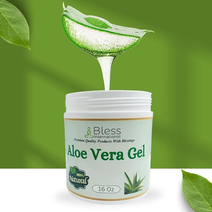 Bless International-Organic-Aloe-Vera-Gel 96%-Pure-Freshly-Made-Within-12-Hours-Of-Harvest Perfect-For-Face-Body-Scalp-&-Hair-Hydration Soothing-Moisturizer-For-Sunburn-And-After-Sun-Care-16-oz