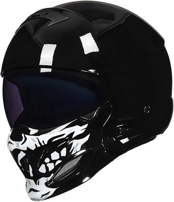 Full Face Motorcycle Helmet for Unisex-Adult Dirt Bike ATV Scooter Cruiser 3/4 Face Motocross Helmet Interchangeable Mouth Cover DOT Approved