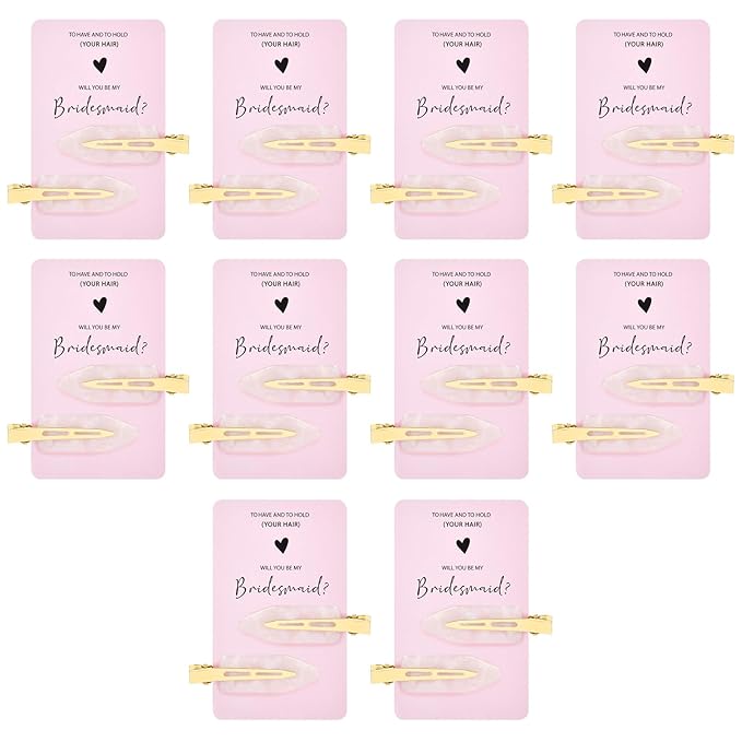 20PCS Bridesmaid Hair Clips - No Bend, Creaseless White Hair Clips for Bride, Women & Girls (20Pcs/10Cards)