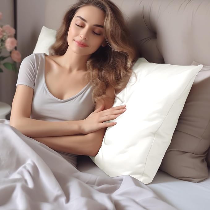 INFIIXSO Mulberry Silk Pillow Cases King Size Set of 2, Silk Pillowcase with Hidden Zipper 20"x36", Extraordinary Smooth and Soft Pillow Case for Hair and Skin(Cream, 2 Pack)