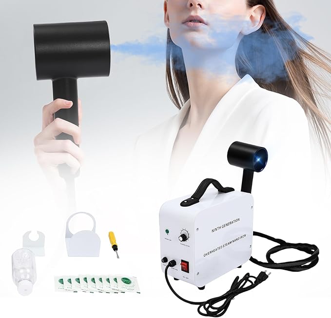 Nano Hair Steamer, 1300W Hairs Salon Steamer Spray Gun, Hair Salon Hair Face Care Spray w/11.8 OZ Water Tank, Professional Steamers Gun for Homes, Beauty Hospitals, Offices(White)