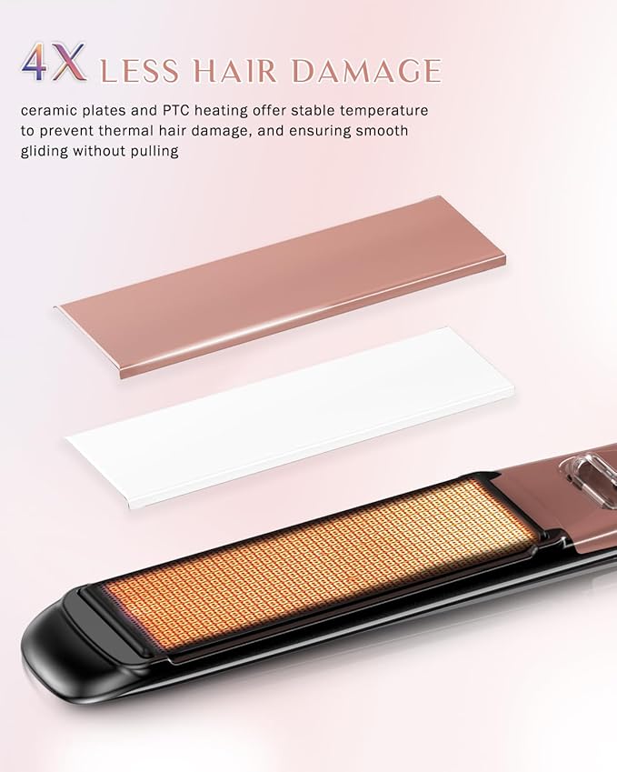 DORISILK 500 Degree High Temp Professional Hair Straightener，30s Fast Heating Ceramic Flat Iron ，2 in 1 Hair Straightener and Curler，Plasma Flat Iron Get Frizz-Free ，Dual Voltage for Travel Using