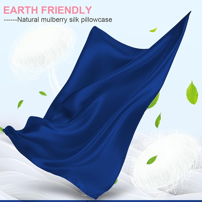Mulberry Silk Pillow Cases 2 Pack Standard Size 20x26 Inches with Hidden Zipper, Ultra Smooth and Soft Breathable Cooling Silk Satin Pillowcase Set of 2, Better for Hair and Skin, Gifts for Women Men