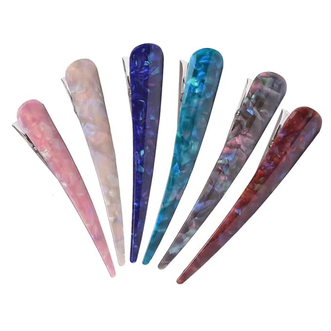 Large Metal Duckbill Hair Clips for Women, 6 Pieces & 5.5 Inch Long Non-Slip French Twist Clips, Chic Alligator Clips for Styling Thick Long Hair