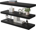 Large Floating Shelves for Wall Set of 3 Wooden Wall Shelves 30 in x 12.75 in x 2 in Room Decor Long Shelf with Invisible Wall Mount Bracket for Bedroom Kitchen Living Room Black
