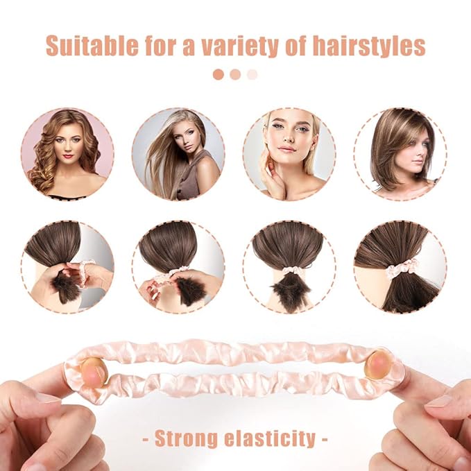 12Pcs Satin Hair Ties, Blush Silk Hair Scrunchies Skinny Hair Ties Ponytail Holder Pink Accessories Gift for Women Girls