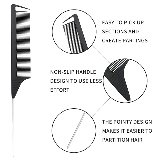Detangling Brush Set: Ergonomic Edge & Back Brush, Rat Tail Comb, Alligator Clips for 3a to 4c Textured, Kinky, Wavy, Coily, Wet, Dry, Oily, Thick or Long Hair (Green)