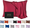 Mulberry Silk Pillowcase for Hair and Skin,Standard Size Cooling Silk Pillow Case with Hidden Zipper,Allergen Proof Dual Sides Soft Breathable Smooth Silk Pillow Cover for Women(Standard,Dark Red)