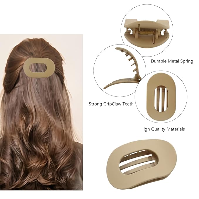 Flat Hair Claw Clips for Women,Matte Medium Hair Clips for Thick & Thin Hair- Comfortable Everyday Use for Office, Yoga, Party & Casual Styling (4PCS C)