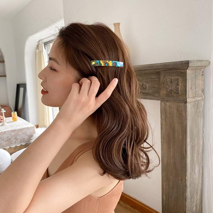 Fsmiling Hair Barrettes for Women French Hair Barrette Clip Small Acetate Hair Clips Barrette No Slip Hair Accessories 3-Pack