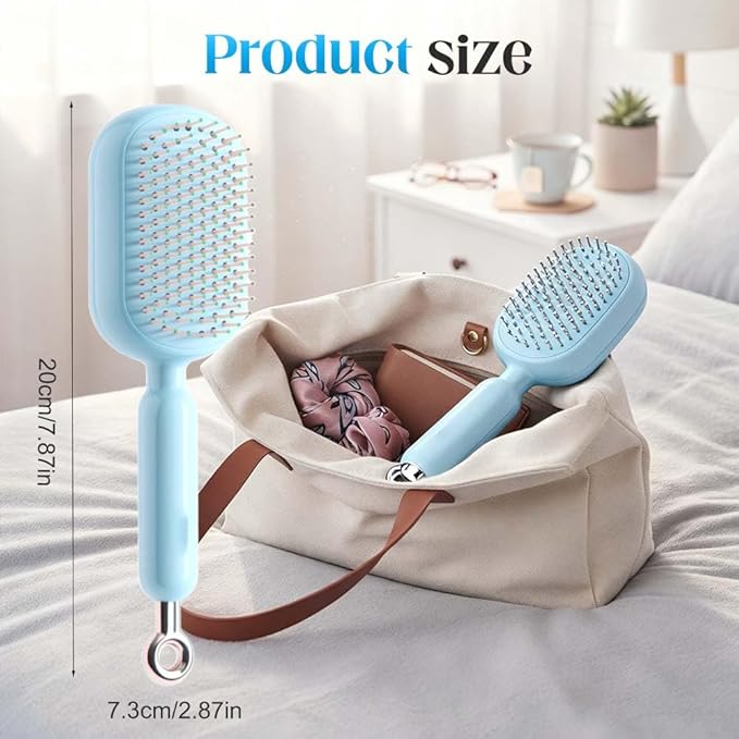 Retractable Cushion Massage Comb, 2026 New Self Cleaning Hair Brush, Anti Static Self Cleaning Hair Brush for Women Men (White)
