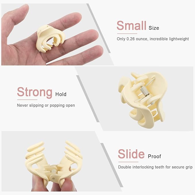 Matte Octopus and Spider Mini Hair Clips Set - Tiny 1.5 Inch Nonslip Claw Clips for Thin to Thick Hair, Perfect for Women, Girls, and Kids (Pack of 5 Colors with Gift Box)